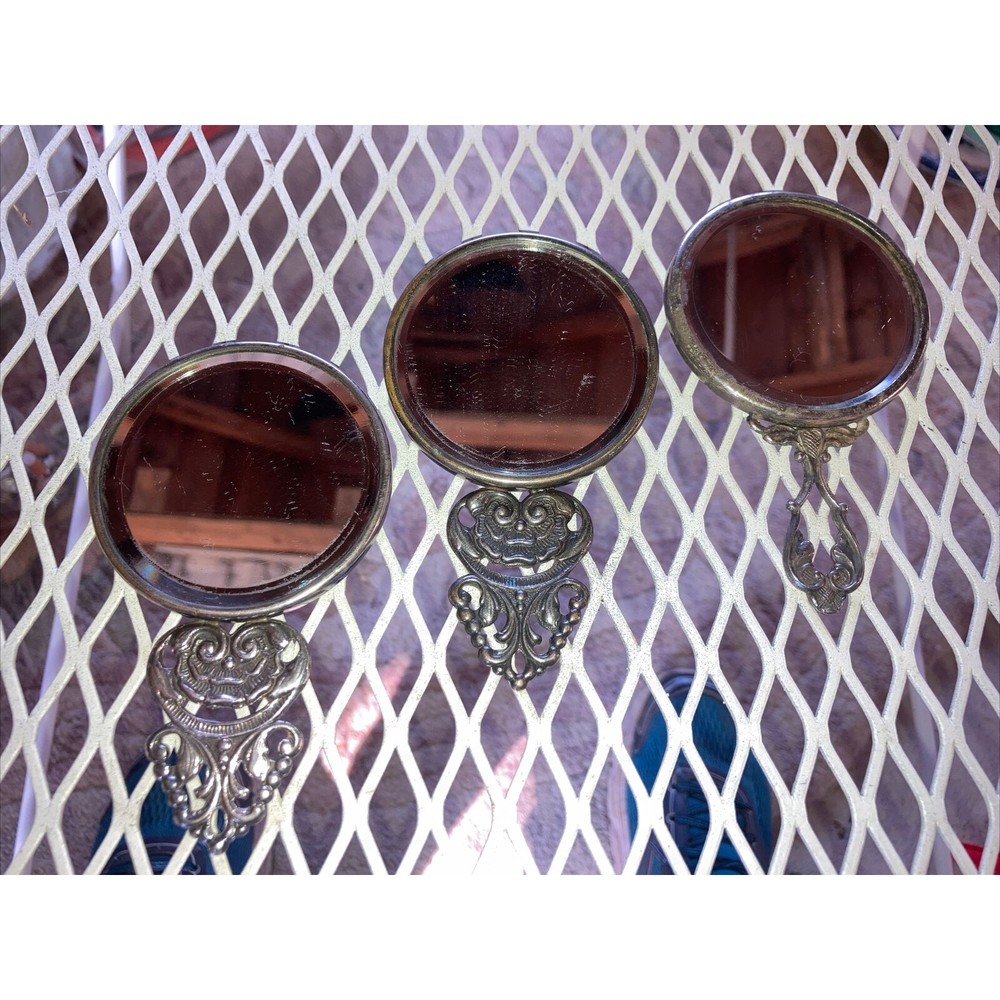 Antique Denmark Purse Mirror Set And A Initialed Mirror